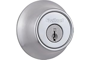 Kwikset 660 Deadbolt Deadbolt Lock, Satin Chrome Round Exterior Keyed Front Entry Door, Single Cylinder Dead Bolt