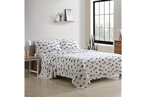 Eddie Bauer Oso Familia Franela Juego de sábanas, Gris, Cama Individual