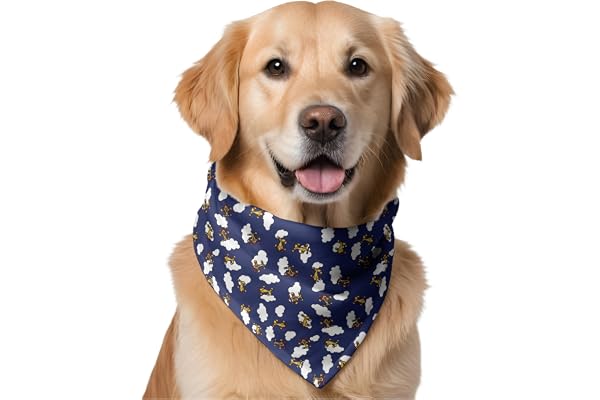 W Brings Airplane & Clouds Dog Bandana This Stunning Gorgeous Design Dog Bandana Scarf is Perfect Styling Accessory for Dogs Large, Medium & Small.