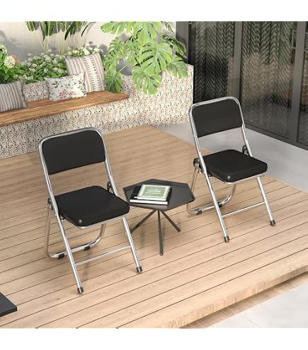 Set 2 Sedie Pieghevoli Gremium - Ecopelle, Imbottitura Doppia, Acciaio, Portata 120 Kg, Salvaspazio