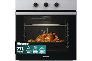 Hisense BI61111AX Forno Multifunzione Termoventilato, Cavità XXL 77L, 12 Funzioni, Pulizia Acqua Clean, Classe A, Timer di Fine Cottura, Preriscaldamento Rapido, Funzione Pizza 300 °C, Cottura AirFry