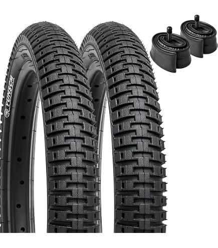YUNSCM – 2 Pneumatici E Camere D'Aria Per Bici Da 16 Pollici (16x1.95/53-305) Con Valvola Schrader, Kit Antiscivolo Per Bici Bambino (Bianco)