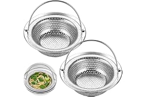 2-pack Diskbänkssil med Handtag, Rostfritt Stål, Ytterdiameter 11 cm, Sil för Köksho och Duschavlopp, Matuppsamlare för Vask