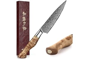 HEZHEN Damasco Coltelli Universali, Acciaio di Damasco Coltello da Frutta, Multifunzionale VG10 Coltello Professionale Per Spelucchino