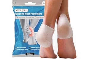 aZengear Silicone Heel Protectors (4pcs) for Shoes | Prevent Blisters, Cracked Heels | Soft Gel Cushion Cups, Ankle Sleeves, Pads, Rubber Guards for Men & Women