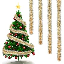 Ghirlanda Natalizia Oro Da 10 Metri - Festoni Lunghi Per Albero, Porta, Scale, Camino, Decorazioni Flessibili Fai-da-Te Per Natale
