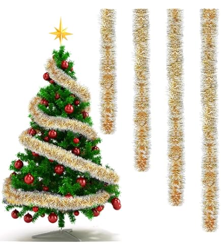 Ghirlande Natalizie Blu Scintillanti - 4 Pezzi Da 2 Metri Per Albero Di Natale E Decorazioni Casa