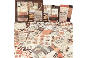 ROEOWENE 410 PCS Scrapbooking Kit Aesthetic Scrapbooking Accessori DIY Scrapbook Adesivi Vintage Stickers Journal Junk Journaling Kit Regalo per Donne Adolescenti Compleanno Natale-Marrone
