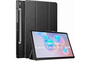 FINTIE Etui SlimShell do Samsung Galaxy Tab S6 10,5" 2019 (SM-T860 / SM-T865 LTE), [obsługuje bezprzewodowe ładowanie rysika S ] Super cienka lekka osłona stojaka z funkcją automatycznego uśpienia/wybudzania, czarna