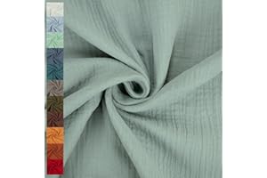 FITZIBIZ Musselin Stoff Sunny, Double Gauze, uni eukalyptus (Länge am Stück: ab 50cm / Breite: 130cm)