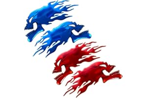 Niuhong 4 Pcs Sticker 3D Tête Mort Flamme Réservoir Décorations d'Autocollants Protection Moto Crâne Démon Universel Étanche Film Peinture Contre Rayures (B)