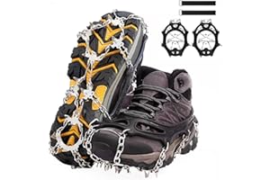 RiuCrepian steigeisen für Wanderschuhe，26 Zähne crampons aus Edelstahl Zähne Verdickte Spikes Wanderschuhe grödel für Bergschuhe für Wandern Trekking Klettern Bergsteigen Angeln Mann Frau Erwachsene