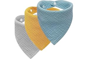 NECXON Bavoirs pour bébé, bavoirs bandana pour bébé Bavoirs pour bébé réglables 2 bavoirs à bouton-poussoir 6-12 mois pour garçons fille dentition et bave 0-24 mois