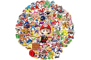 FOESIHEP Marrio Zestaw naklejek winylowych, 100 sztuk, wodoodporne, graffiti, naklejki Mickey na laptopa, deskorolkę, walizkę, scrapbooking, podkładka na telefon, prezent dla dzieci, nastolatków i dorosłych