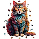 WePuzzleUp Ahşap Puzzle Yetişkin - Kedi - 250 Par&ccedil;a, 27 x 33 cm - Yapıştırıcı Folyo Dahil - Benzersiz Şekilli Par&ccedil;alar & &Ouml;zel