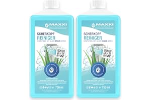 ‎MAXXI CLEAN Maxxi Clean | 2x 750 ml Nachfüllflüssigkeit Scherkopfreiniger für Reinigungskartusche | Rasierer Reinigungsflüssigkeit kompatibel mit Braun Reinigungsstation | Reinigungsspray mit Aloe Vera Duft