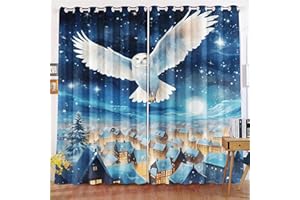 KIDSLOVE Eule Verdunkelungsvorhänge Cartoon-Eule Blickdicht Vorhänge Eule Verdunkelungsvorhang Für Schlafzimmer Kinderzimmer (7,150x166cm(BxH)/ 75x166cmx2)