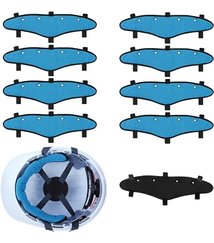 8-Pack Hard Hat Cooling Pad Liners - Reusable, Washable Top Padding For Construction Helmets (Blue) - View #9