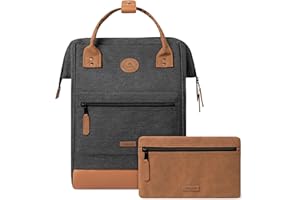 CABAÏA CABAIA - Sac à Dos Adventurer Londres - Medium 18L - Déperlant - Compartiment Ordinateur Portable 13" - 2 Poches - Certifié Vegan - Sac Voyage, Affaires, École pour Homme et Femme - Noir