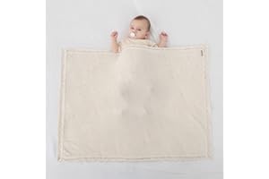 Pinuotu Knitted Baby Blanket for Boys & Girls, 100% Cotton Receiving Swaddle Crib Stroller Blanket for Shower Gift Registry for Newborns, Infants, Toddlers40 x31 (Oatmeal Fleck)