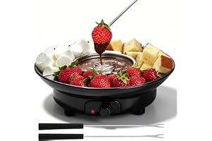Keltorio Elektrisk chokladfondue-set, 280 ml chokladkanna med 2 temperaturnivåer, serveringsskål och 2 gafflar, avtagbar alum