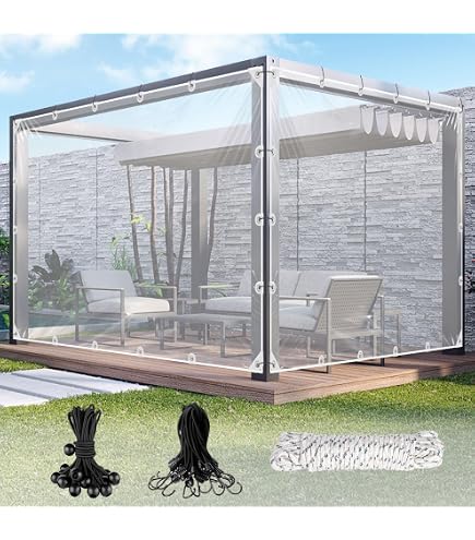 WZYJLyds Rideau Imperméable Extérieur, Bâche en Plastique Transparent avec Perforé Panneau de Rideau pour Pergola, Terrasse, Rideaux Latéraux de La Tente (Couleur : Clear, Taille : 2.5x4m