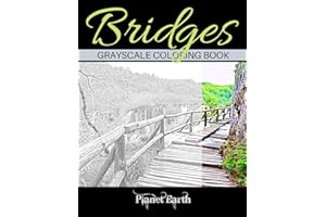 Bridges Grayscale Coloring Book: Beautiful Bridges in the Forest. Grayscale Coloring Book for Adults.