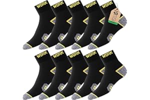 Effeet Calze da Lavoro Uomo - 10 Paia, Calzini Corti Quarto Rinforzati e Imbottiti, Traspiranti con Fascia Comoda, Duraturi, WORK socks