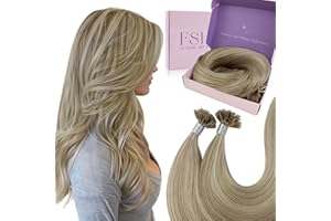 Fshine Pre Bonded Extensions de Cabello Extensiones Pelo Natural 50CM 50g Extensiones de Real Humano Cabello Keratina Extensions de Cabello Extensiones Pelo Natural de Queratina Color 16P22