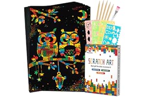 Mocoosy Juego de 60 piezas de papel artístico para rascar para niños, Arcoíris Scratch Art Kit de dibujo para niños juguetes Fiesta Juegos Actividades Navidad Regalos de cumpleaños para niñas Niños