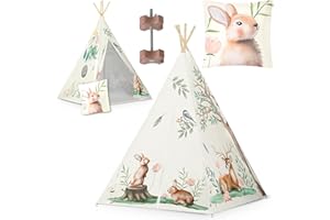 Nukido Tente Tipi pour Enfants Tente De Jeu Cabane Enfant Intérieur Et Extérieur Beige