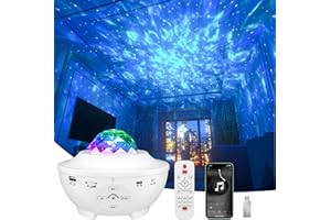 IKHDCYH Proyector Estrellas Lámpara, Proyector de Luz Estrellas Galaxia con 10 Colores Modo, Bluetooth Música, Dimming, Temporizador Luz Nocturna Infantil para Decor Habitacion Fiesta Navidad