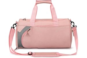 Averrex Sport Gym Bag for Women Men, Travel Duffle Bag with Shoes Compartment and Waterproof Wet Pockets, Overnight Weekend Holdall Bags Fitness Handbag for Sport Travel Training Journey (Pink)