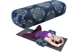 TOPROUD Yoga-Bolster-Kissen, rechteckiges Yoga-Kissen für regenerative Meditation, Bolster-Meditationskissen mit Tragegriff, 70 x 27 x 15 cm