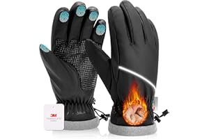 AOPREL Wasserdicht Winterhandschuhe Herren Damen 3M Thinsulate Thermo Handschuhe rutschfest Touchscreen Sporthandschuhe für Skifahren,Radfahren,Schneeschaufeln & Outdoor-Arbeiten