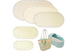 Yayatty Holzboden Häkeln, 5 Stück Naturholzkorbboden, Korbböden zum Häkeln, Hohler Häkelkorbboden für Die Herstellung von Stricken Häkelgarn Aufbewahrungstasche DIY Korb Weben Zubehör