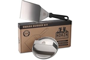 Norzn Brothers® Presse Burger, Spatule Plancha – Presse Steak Haché, Spatule Smash Burger, Presse Smash Burger, Spatule Barbecue, Certificat Contact Alimentaire, Acier Inoxydable 304, Garantie 10 Ans