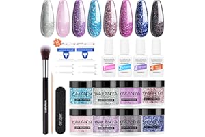 ‎WAKANIYA Dipping Powder Nails Set, 29Pcs Dip Pulver Nagel Starter Kit 8 Farben French Nagelpuder Set mit Aktivator Base Top Coat für Anfänger Dip Maniküre-Sets