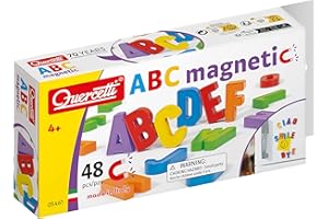 Quercetti Magnetic Letters Refill, 48 Magnetbuchstaben Groß, Magnetspiel Zubehör Spielzeug ab 4 Jahre Kinder, Lernspiele, Sensorik Spielzeug, Reisespiele