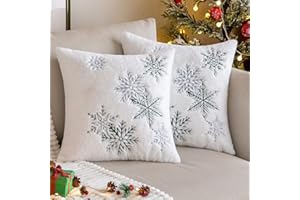 MIULEE Zestaw 2 poszewek na poduszki bożonarodzeniowe, śnieżne, dekoracyjne, futrzane, miękkie i przytulne, do salonu, 45 x 45 cm, ciemnozielone