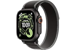 Apple Watch Ultra 3 GPS + Cellular 49 mm Premium Smartwatch für Lauftraining und Kombinationssport mit robustem Titangehäuse in Schwarz und Trail Loop in Schwarz/Kohlegrau (M/L)