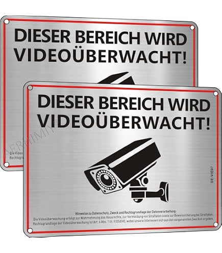 Schild 'Achtung Videoüberwachung' – Alu/Dibond 200x300 Mm, 3 Mm Stark, Wetterfest Für Außenbereich