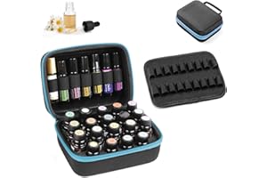 Pizsieat Estuche de Aceites Esenciales 44 Ranuras EVA - Bolsa de Almacenamiento Portátil con Asa para 5-15 ml Botellas