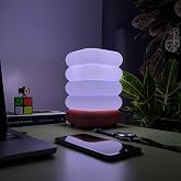 HaymaLab Zen Dalga RGB Masa Lambası &ndash; WiFi Akıllı Gece Lambası, Sesli Komut, 16 Milyon Renk E27 LED, Akıllı Ampul Dahil, Yata