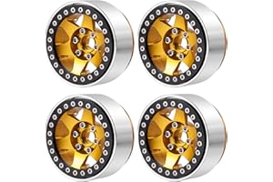 Runup Llantas RC de 1,9 pulgadas Beadlock Wheels Llantas, 4 unidades de buje de metal para Axial SCX10 90046 AXI03007 TRX4 CC01 1/10 RC Crawler (dorado)