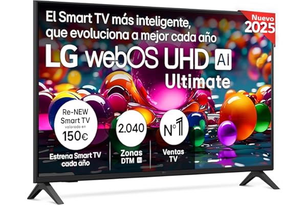 LG 43UA73006LA - TV 43", UHD 4K, WebOS 25, Ultimate IA, HDR10 Pro, Super Upscaling, Dolby Digital Plus, Google Assistant, Negro