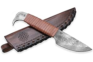 Madhammers Bird Head - Coltello in acciaio forgiato a mano in stile celtico, lama affilata e appuntita con custodia in vera pelle, per gli amanti dell'arte e della cultura