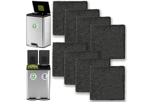 Aolleteau 8-pack aktiverade kolfilter passar EKO papperskorg med inbyggt fack 30 liter, 20 l + 20 l, 36 l + 24 l, passar ocks