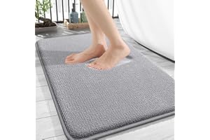 Homaxy Dywan łazienkowy z pianki memory, miękki, antypoślizgowy, nadaje się do prania, gruby, chłonny, dywanik prysznicowy do łazienki, 40 x 60 cm, szary