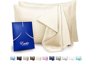 Enetix - Federa in raso di seta per capelli e pelle, confezione da 2 pezzi, con confezione regalo, senza acne e cerniera nascosta, 50×70cm, Avorio